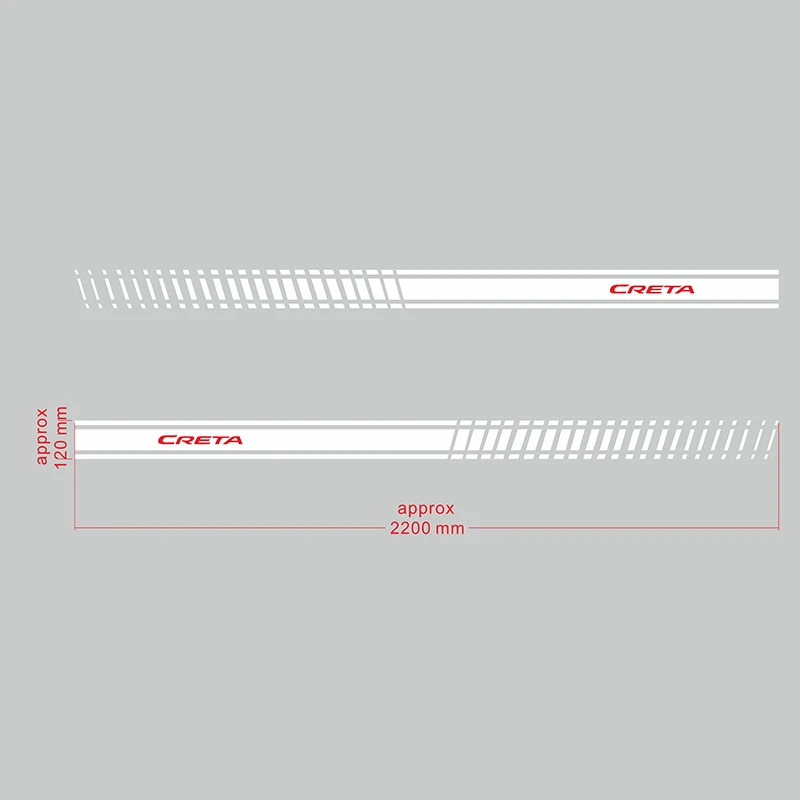2 шт. виниловая наклейка на дверь автомобиля для hyundai creta Tuning автомобильные наклейки s Sports Racing Stripe Graphic sticker - Название цвета: SILVER WHITE