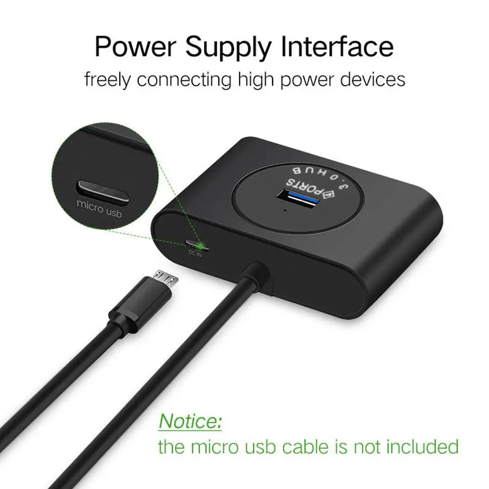 USB 3.0 HUB 4 Ports USB Hub Splitter For Laptop PC Computer HDD