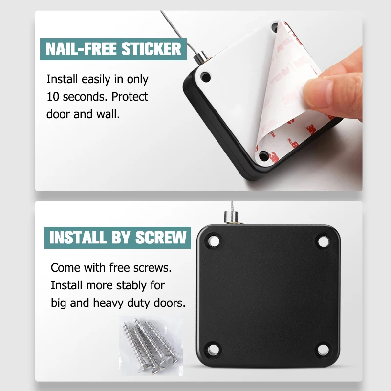 KAK Simple Door Closer Punchfree Sticker Automatic Door Closer Soft Closing Device Sliding Hardware 500-1000g Tension