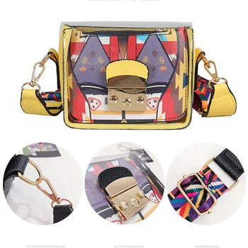 

2020 new ribbon graffiti transparent jelly bag fashion trend one shoulder messenger bag Shoulder bag Handbags for Women's