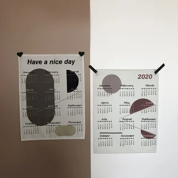

2020 Calendar Fabric Printed Wall Calendar Yearly Diary Study Planner Advent Calendar Cloth Wall Hanging Deco