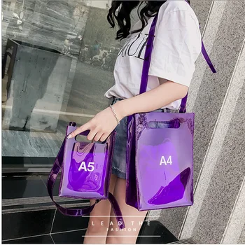 

2020 designer A4 A5 size pvc clear plastic bags lady handbag wholesale clear TPU jelly handbag women costom transparent bag