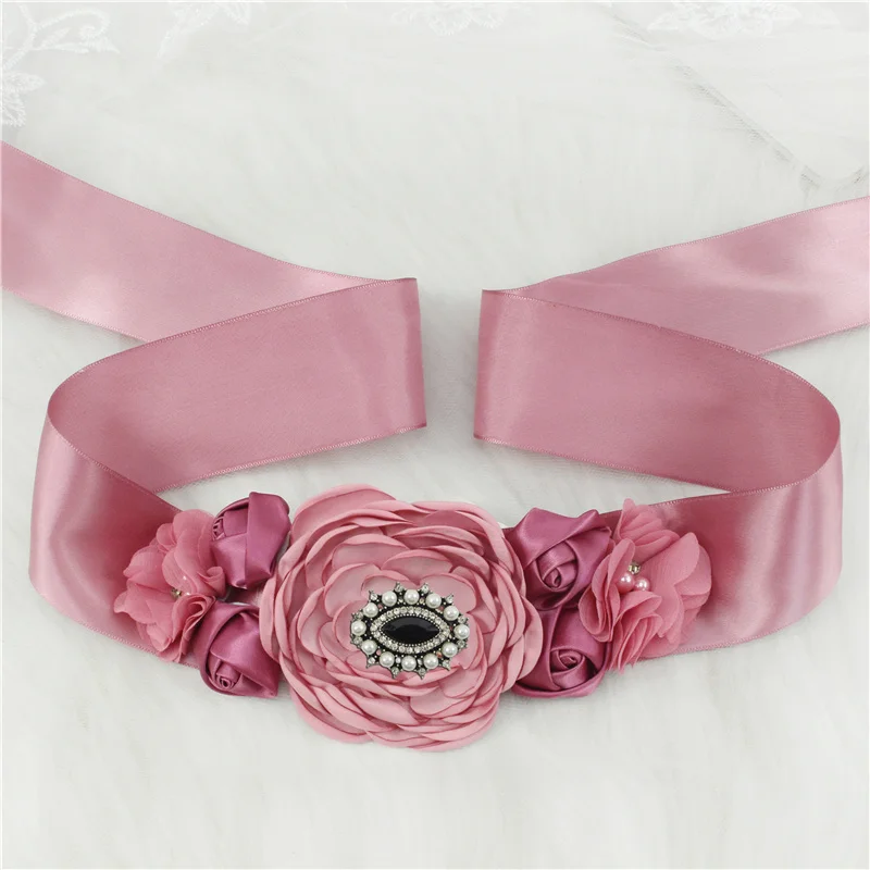Luxury Rhinestone Rose Flower Wedding Belts Girdles for Women Dress Female Accessories Bridesmaid Bridal Sequin Belt