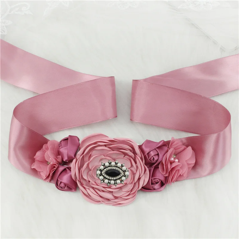 Rhinestone Rose Flower Wedding Belts Girdles For Women Dress Female Accessories Bridesmaid Bridal Sequin Belt
