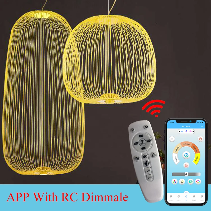 Foscarini Spokes Pendant Lamp Remote Control Bird Cage Led Hanging Light Fixture Home Living Room Decoration Accessories Lustre