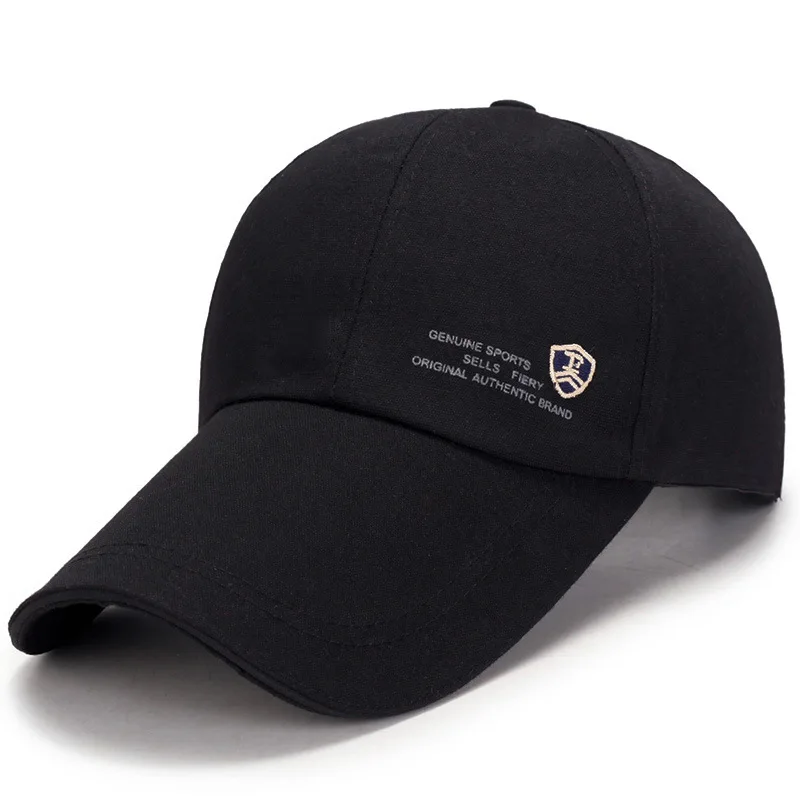 Черный Новая весенняя и осенняя бейсбольная кепка для взрослых мужчин и женщин с длинным козырьком, парусиновая уличная Кепка, модная трендовая Кепка - Цвет: Черный
