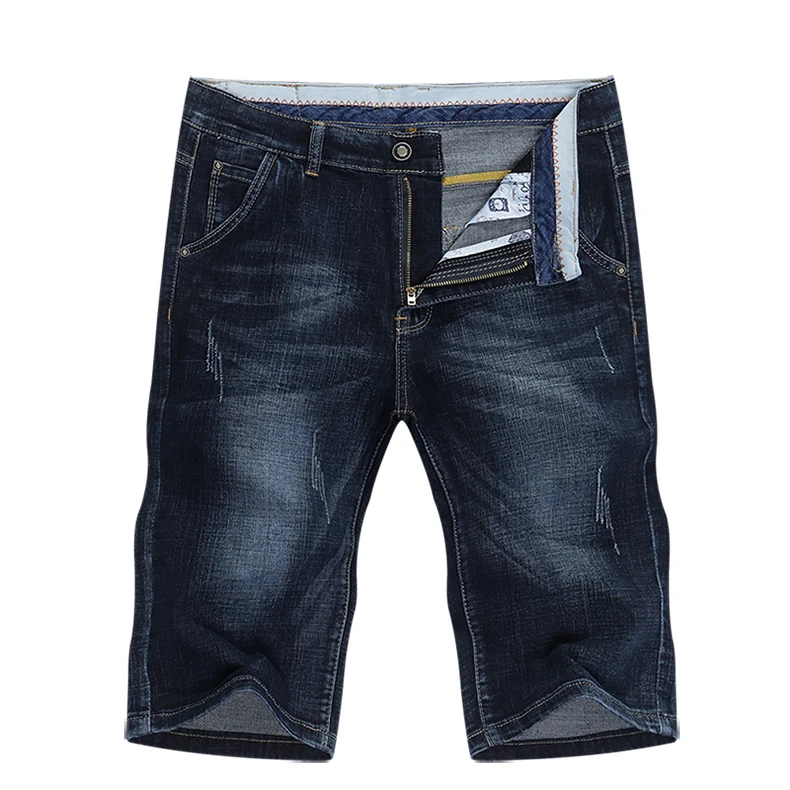 KSTUN Summer Shorts Jeans Men Denim Pants Stretch Dark Blue Fashion Design Men's Jeans Slim