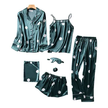 

Youhottest Good Quality women 7pcs set Silk pajamas