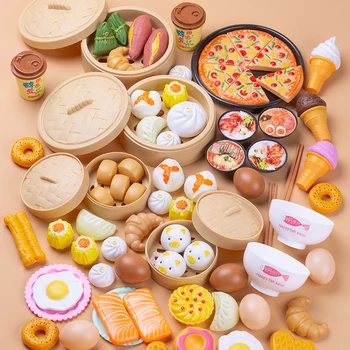 

Kids Simulation Food Play House Toys Breakfast Deluxe Meal Miniature Pretend Play Kitchen Set Toys Dinner Tableware Toys Set