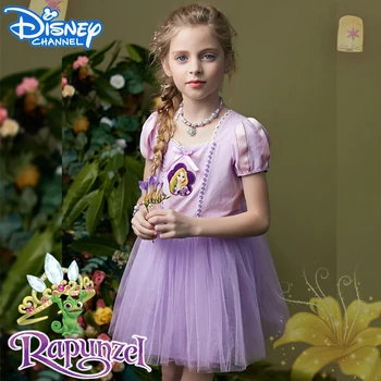 

Disney Kids Rapunzel Princess Dress UP Summer Casual Girl Tangled Cosplay Dresses Child Cosplay Costume for Halloween