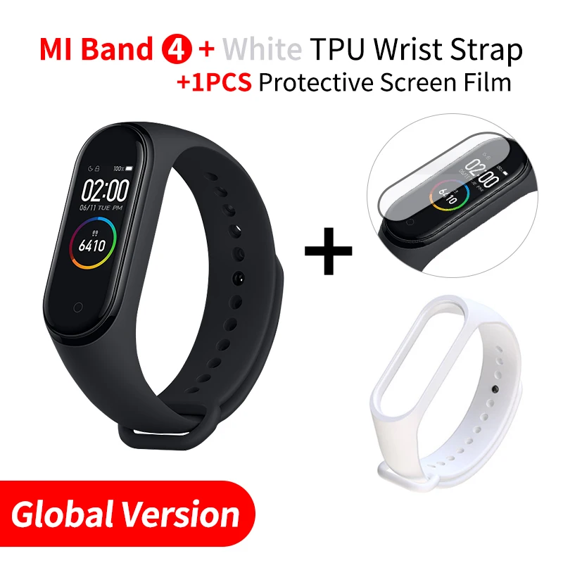 Xiaomi mi Band 4 Smart mi band 3 Цвета экран Браслет фитнес-трекер для измерения сердечного ритма Bluetooth 5,0 водонепроницаемый банда4 - Цвет: EN Add White Strap