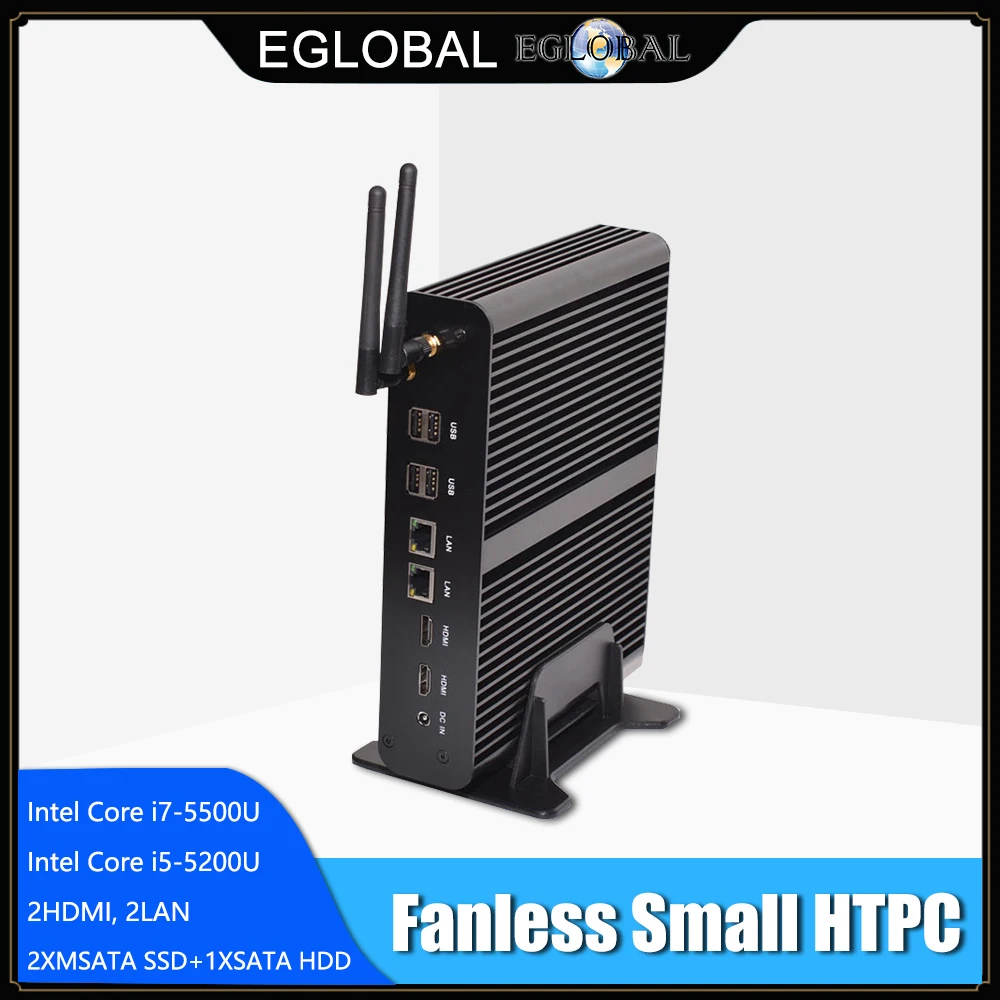 Windows крошечный Настольный неттоп i7 5500U 4650U 2 * lan HDMI 1 оптический Barebone мини-ПК HTPC Nuc