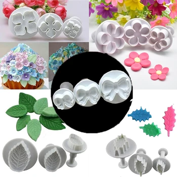 3Pcs/Set Plum Blossom Flower Plunger Fondant Cutter Sugarcraft Cake Decorating Tools DIY Cookie Stamper Baking Accessories