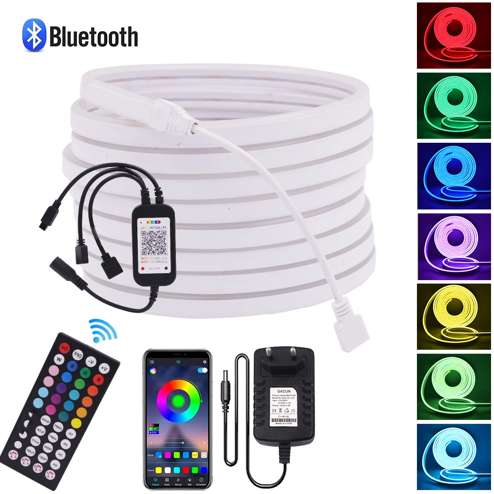 RGB Neon Strip Light DC12V WIFI Bleutooth Control Lamp Flexible Led 3535 96Leds/m Waterproof Rope Lights | Освещение