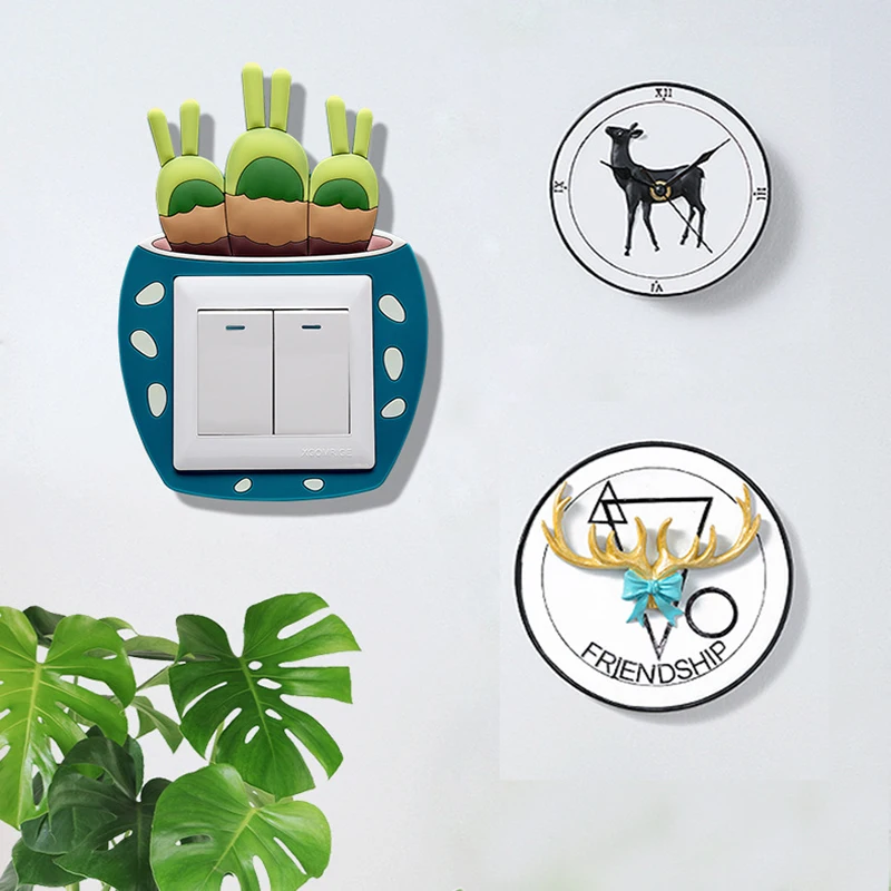 Cactus switch stickers creative switch sets socket wall stickers luminous decorative sets