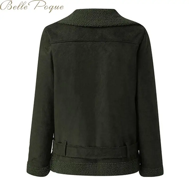 Belle poque, плотное пальто для женщин, теплая верхняя одежда, Короткая свободная Меховая куртка на молнии, зимнее пальто, кардиган, однотонная женская куртка