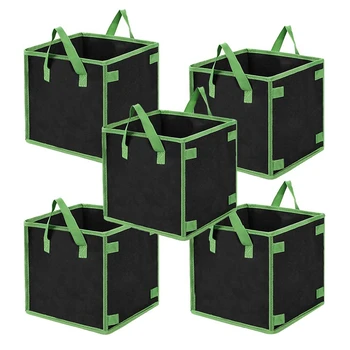 

Square Grow Bags,5-Pack Square Growth Bag, Thick Fabric Bag with Handle, Suitable for Indoor and Outdoor Gardens