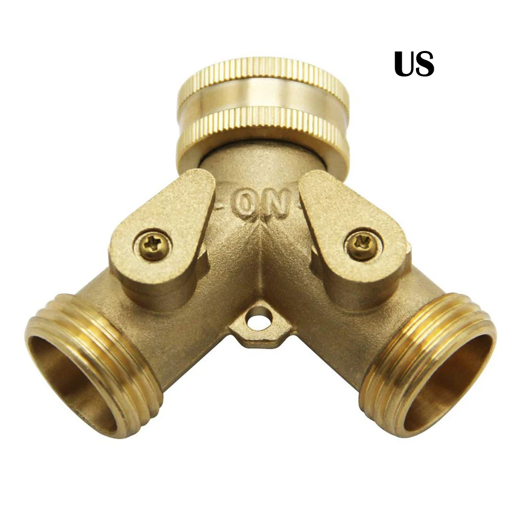 Hose Pipe Splitter Inch Brass 2 Way Tap Hose Connectors Water Distributor Switch Valve Water Connector for Garden Irrigation - Color: A