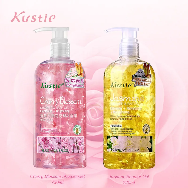 

Kustie bath set shower cherry jasmine fragrance 720 ml+720 ml flower essence autumn deep hydrating moisturizing shower gels