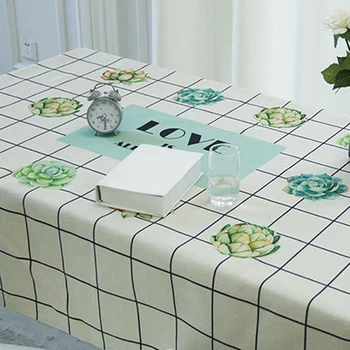 

Geometry Tropical Plants Pattern Cotton Linen Waterproof Tablecloths Decorative Home Decor Table Cloth High Quality Tablecloth