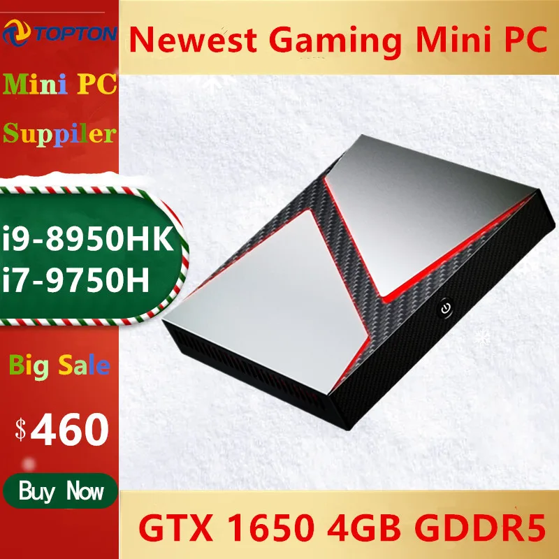 Toptop-Mini PC Gaming 9. ª generación, Core i7 9750H, 6 núcleos, Nvidia GTX 1650, 4GB, ordenador de sobremesa, 2 * DDR4 m2 NVME, Windows 10 4K DP