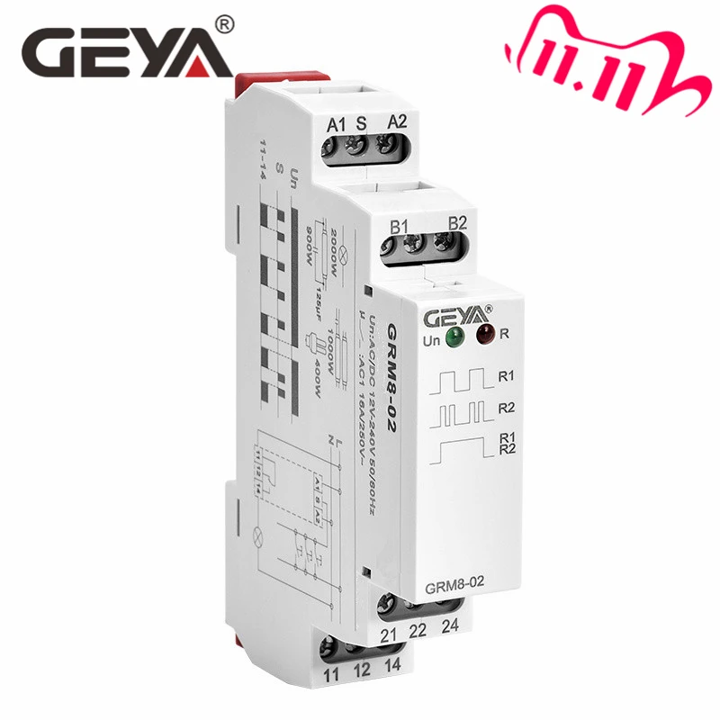 GEYA GRM8 Din Rail электронное реле с блокировкой памяти импульсное SPDT 16A ступенчатое AC230V
