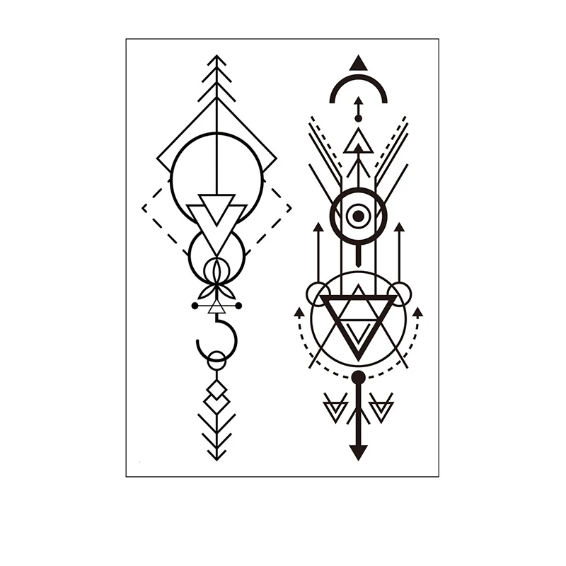 

Temporary Tattoo Sticker Symbol Totem Arrow Triangle Sun Geometric Pattern Waterproof Fake Body Art Tatoo for Kids Man Woman