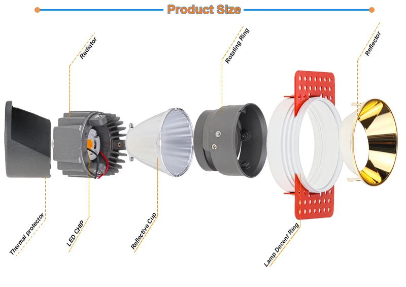 Zhongshan fancy ip44 round led detachable trimless wallwasher downlight 230v