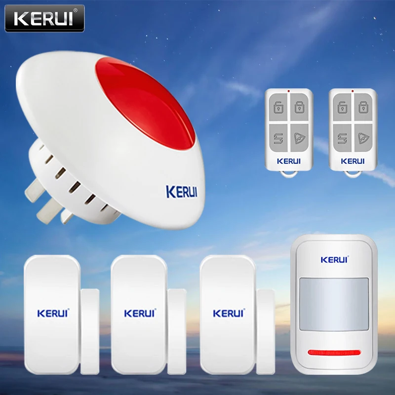 Домашняя охранная сигнализация KERUI беспроводная мигающая сирена 433 МГц дверной