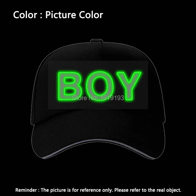 New BOY/GIRL/RAGE Fluorescent Baseball Caps EL Wire Party Hat For Women Men Casual Unisex Caps Hats Glow In The Dark - Цвет: BOY-Lime Green