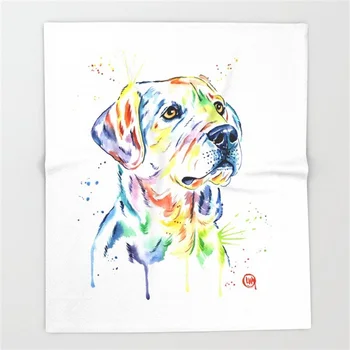 

Yellow Lab Colorful Watercolor Painting - Puppy Star Coral Fleece Fuzzy Blankets on Bed Throws Bedsheet for Kids Girls