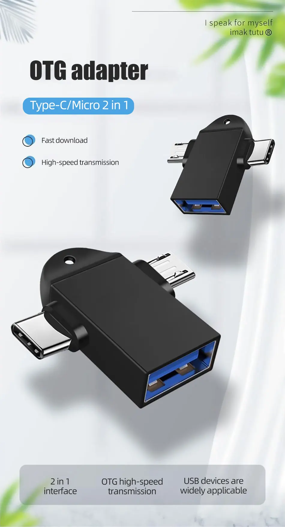 ihuigol Type-C OTG Adapter 2in1 Micro USB Male To USB Female Adapter For Macbook Pro LG Samsung S9 S10 Xiaomi mi 9 USB Connector (1)