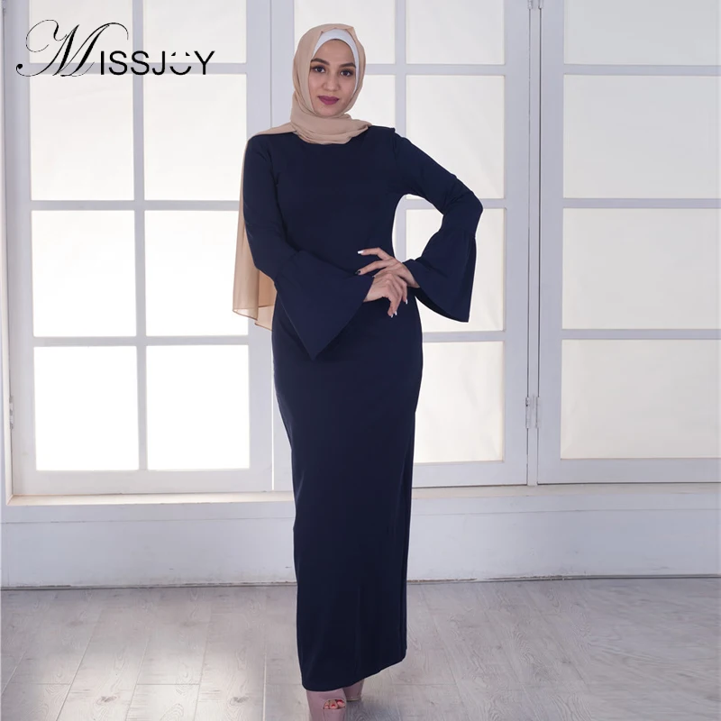 

Women Spring Autumn Flare Long Sleeve O Neck Muslim Dubai clothing middle east pakistani Long Maxi Dress turkish abaya