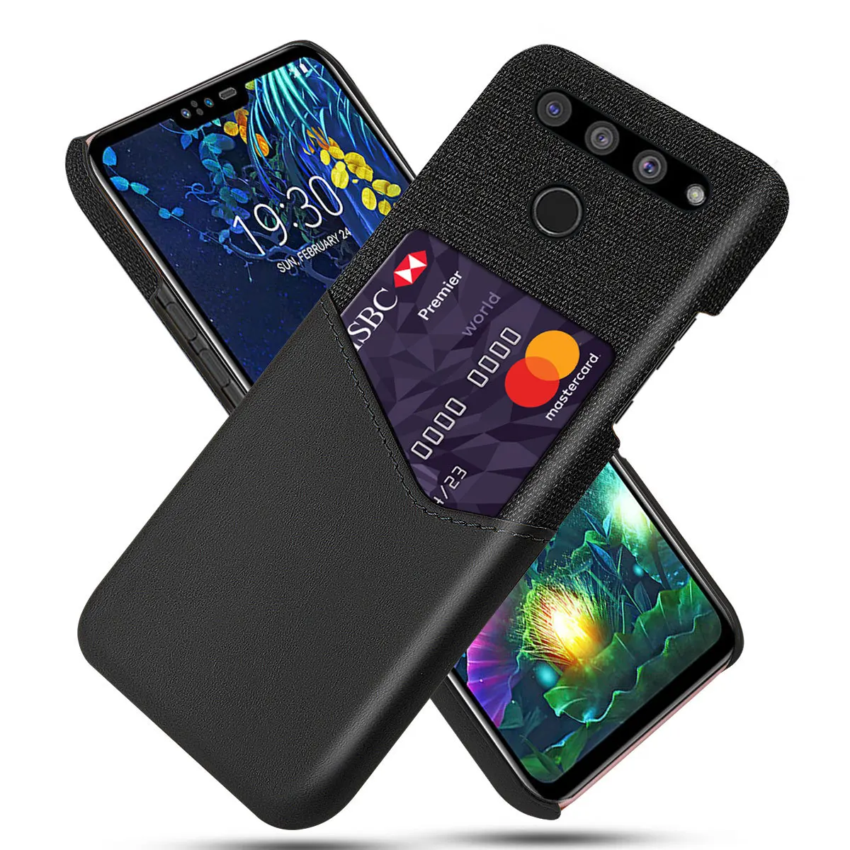 

DCK Leather Hard Cloth With Card Protective Phone Cases for LG V50 ThinQ V40 V30 V20 V10 Slim Hybrid Hard Platic Phone Cover