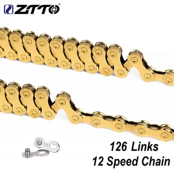 

ZTTO MTB 12 Speed Chain Gold 12s Eagle Golden 12speed Chain with Magic Link 126L links For Bicycle bike