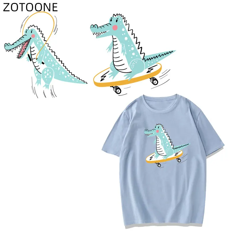

ZOTOONE Cute Dinosaur Patches for Clothes Iron on Animal Patch Cartoon Stickers for Boys Girls Heat Transfers DIY Appliques G