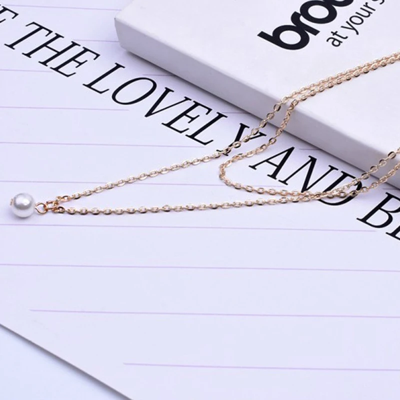 Sweet Simple Double Layer Pearl Collarbone Necklace Charming Women’s Choker Chain Pendant Female Fashion New Year Jewelry Gifts