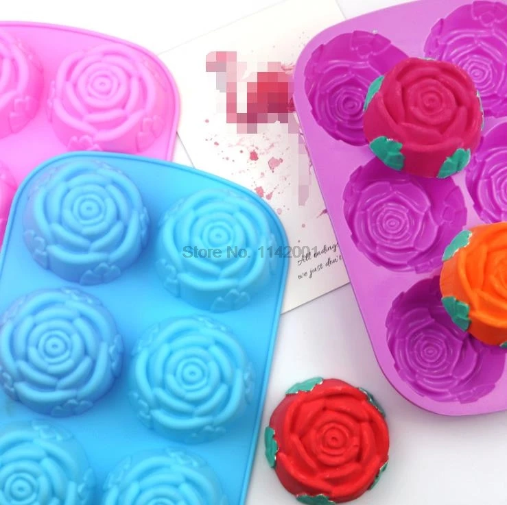 PROD 1005001821630728 100pcs 6 Holes Rose Flower Cake Mould Kitchen
Tool Chocolate Biscuit Cake Mold Non-Stick Candy 3D Mold Silicone Donut
Baking Pan