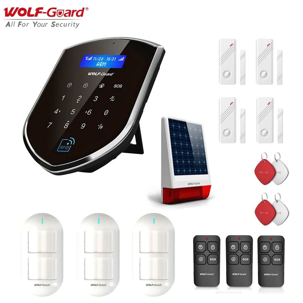 Беспроводная домашняя сигнализация Wolf Guard GSM Wi Fi ЖК подсветка Комплект сделай сам