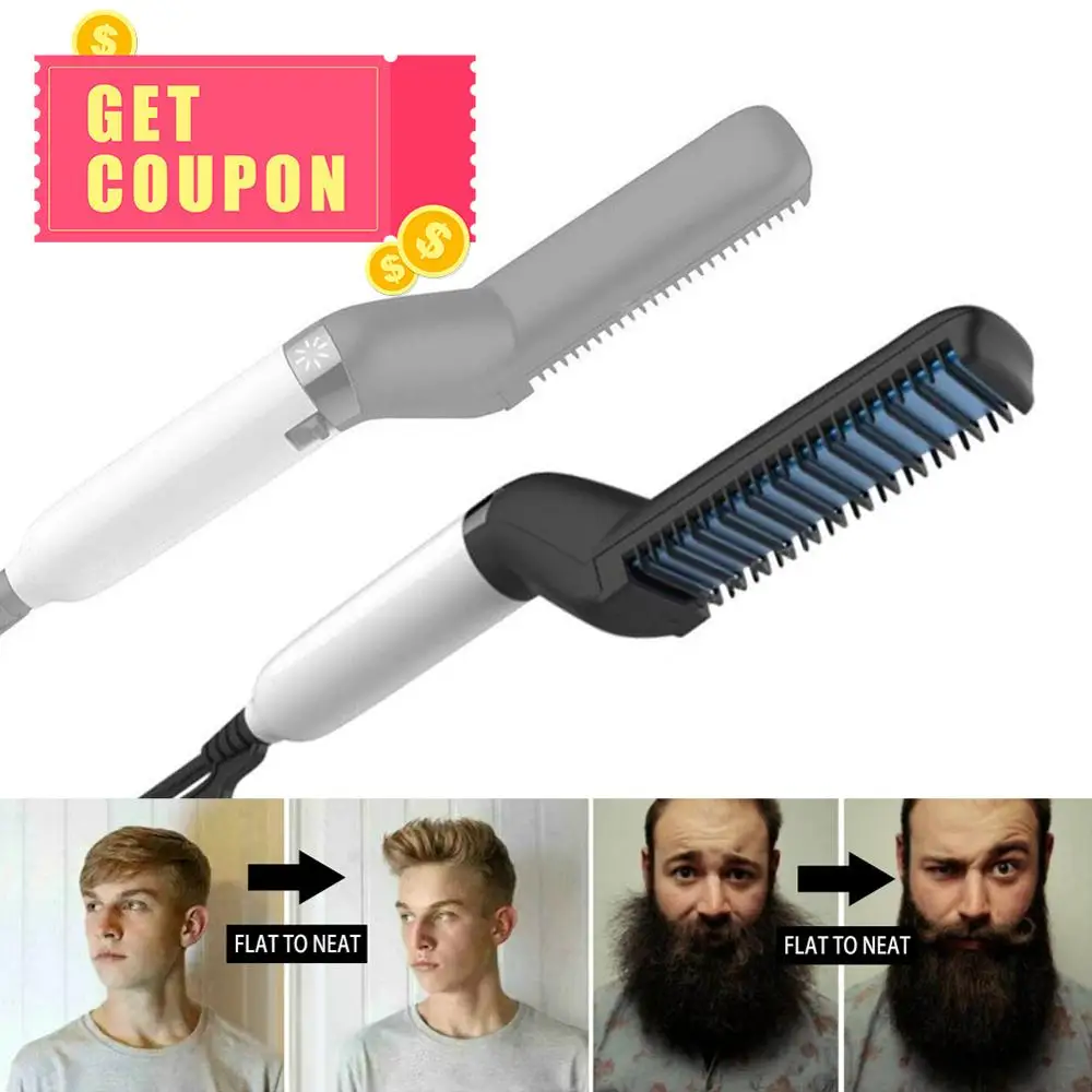 

Men Quick Beard Straightener Styler Comb Multifunctional Hair Curling Curler Show Cap Tool Electric Hair Curler Styler for Men