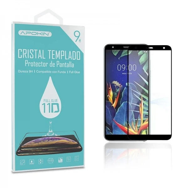 Lg K40 / K12 Plus Vetro Temperato Full Glue 11D Premium Proteggi Schermo Curvo Nero