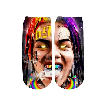 

Tessffel NewFashion Drop shipping Rapper Tekashi69 6ix9ine Funny 3DPrint HipHop Cotton Short Sock Cartoon Harajuku Ankle sock B2