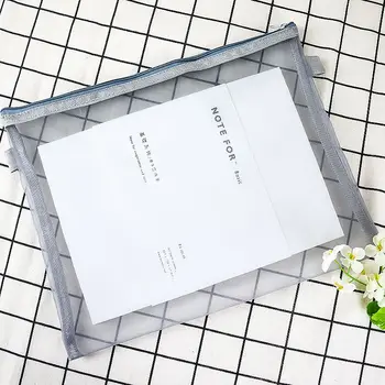 

2PC Simple and Transparent Mesh Portable Pencil Bag Test Multi-function Large Capacity Stationery Pencil Case Stationery Bag