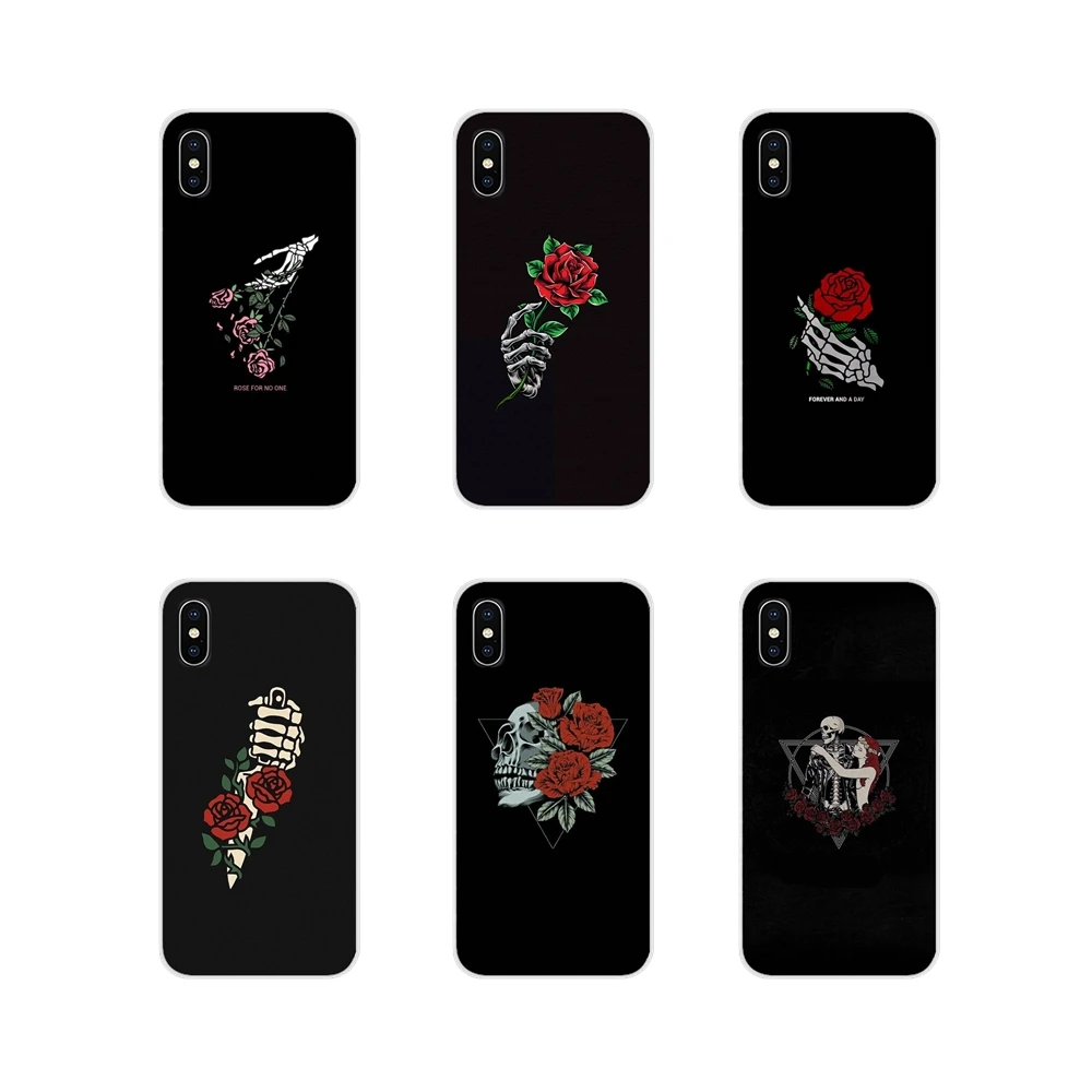 Розы черепа пальце в романтичном стиле для Apple iPhone X XR XS 11 12Pro MAX 4S 5S 5C SE 2020 6S 7 8 Plus ipod 5