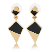 Европейская и американская мода преувеличенные длинные металлические Геометрические черно-белые двухцветные капельные серьги