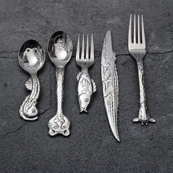 

Exported to Germany Small Animals 304 Stainless Steel Baby Spoon Training Children Eating Spoon Noodle Fork Student Cartoon Gift