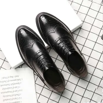 

2019 autumn new men's leather shoes Genuine Leather Men formal shoes oxfords business wedding social men dress shoes C21-04