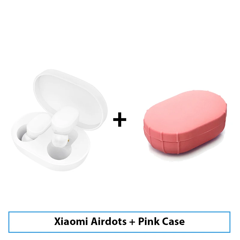 Xiao mi jia Airdots mi TWS Bluetooth наушники Молодежная версия стерео Бас BT 5,0 Eeadphones с mi c Handsfree Наушники управление AI - Цвет: Add Pink Case