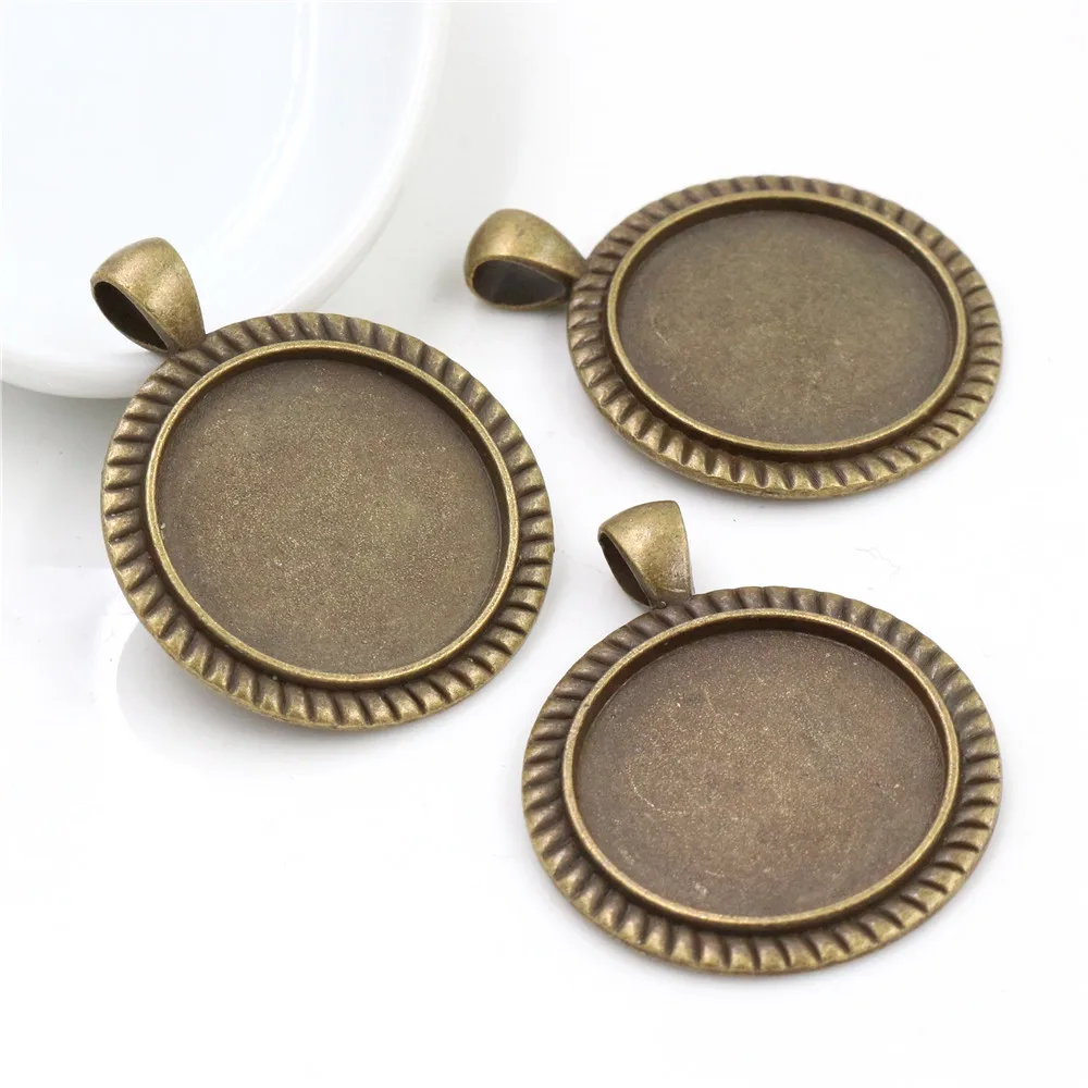 

New Fashion 3pcs 25mm Inner Size Antique Bronze Classic Simple Style Cabochon Base Setting Charms Pendant (A6-30)