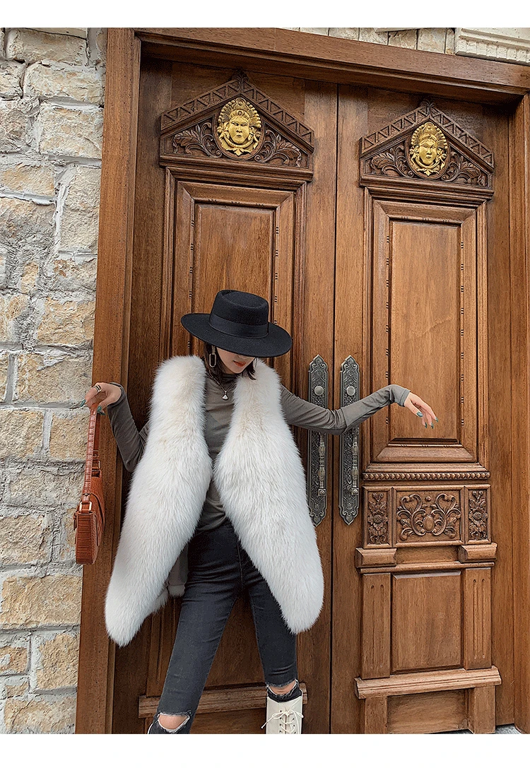 women's clothing winter real natural ladies new whole skin fox fur vest back bars was thin vest long style 1013